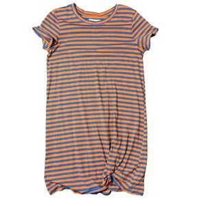 Lucky Brand Twist-Front Orange Striped T-Shirt Dress Knee Length Dress Size M